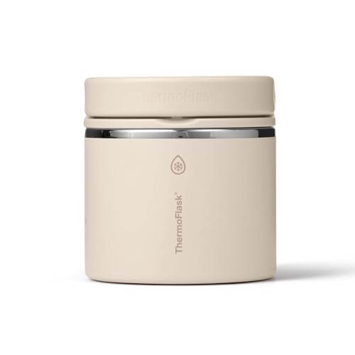 Image of ThermoFlask Insulated Food Jar with Leakproof Lid (20 oz, Sand) - Stainless Steel Food Containers for Hot & Cold Meals, Lunch, Soup & Snacks