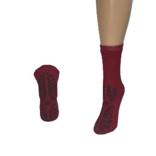 Secure Step Double-Sided Non Slip Comfort Safety Sock - Red - XLarge (2 Pair) - Men's Size: 8-9 / Women's Size: 9-10
