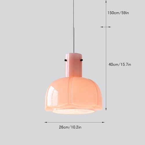Suspension chinoise rétro vintage en verre rose E27 réglable - 4