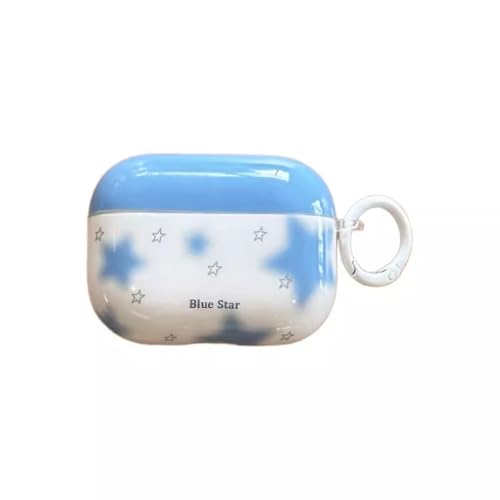 DMJSWY Funda compatible con AirPods 4/Pro 2, bonita estrella azul con diseño de bloqueo para mujeres y niñas, funda protectora de TPU suave a prueba de golpes (para AirPods Pro 2)