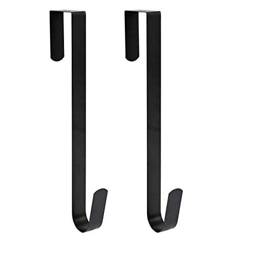 VALORCASA 38,1 cm Kranz-Aufhänger für Tür, Weihnachtsdekoration, Metall über der Tür, Einzelhaken, Schwarz Medium schwarz Cover