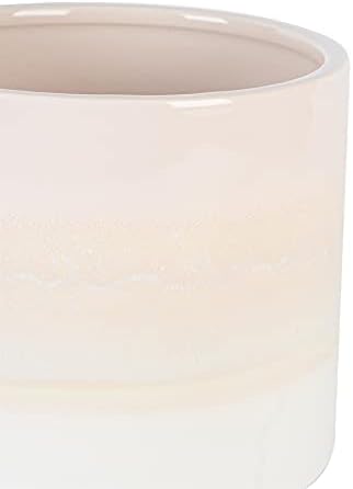 Nicola Spring Reactive Glaze Footed Plant Pot - Bohemian Planter Indoor Stoneware - 14cm - Natural