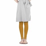 [Daily Compass] レギンス UVカット シルキー ソフト スパッツ タイツ 130デニール 9～10分丈 スリム レディース 部屋着 アンダーウェア (JP, アルファベット, 3XL, 10分丈, マスタード)