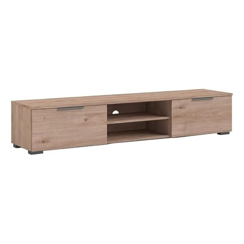 Pemberly Row 67" Modern TV Stand with Storage in Jackson Hickory