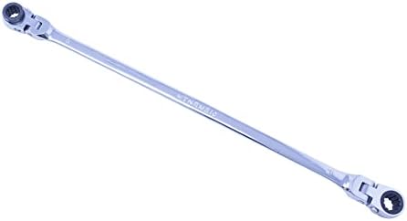 Mountain RM810 8x10mm Automotive Reversible Double Box Ratcheting Wrench for Garages, Repair Shops, and DIY, Universal Spline, 90 Tooth Design, 180 Degree Rotating Head, Raised Box End Gear, Silver