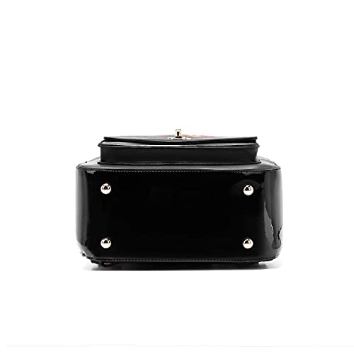 Frida Kahlo Cartoon Collection Backpack with Front Pocket (All Black), Medium, Black/Black3