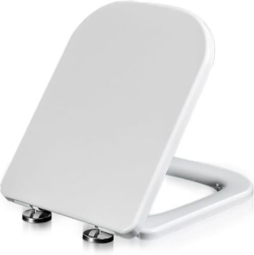 Abattant de toilette rectangulaire blanc carré soft close déclipsable - 4