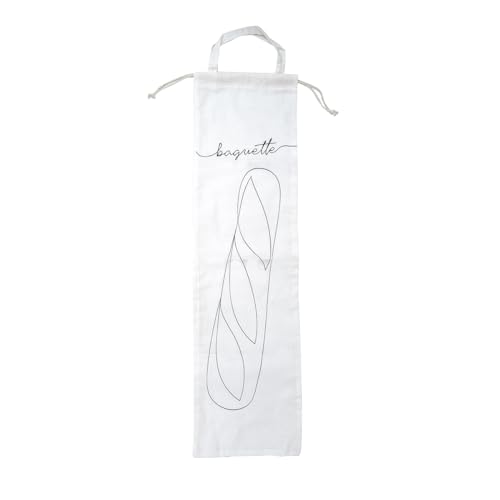 Fackelmann 47066 Sac de Conservation pour Baguette de Pain, Sac en Coton pour Baguette, Coton, Blanc, 63,8 x 17,8 cm