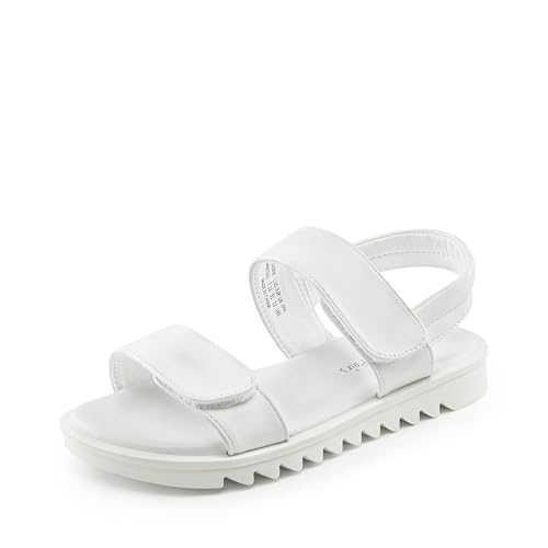 DREAM PAIRS Girls Sandals Glitter Two Strapped Casual Open Toe Sandals Little Kid/Big Kid 11 Little Kid White-pu