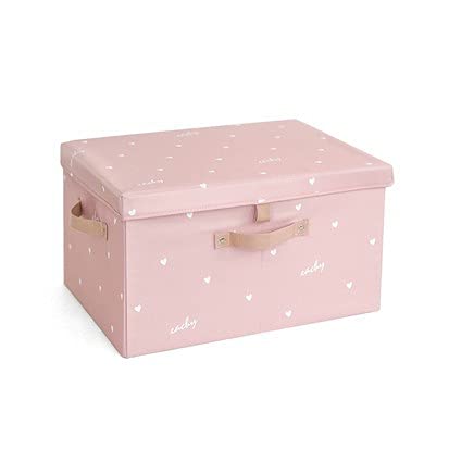 YWMEAC Foldable Fabric Stackable Boxes, Large Wardrobe Storage Organiser with Handles, for Clothes Bedding, Sundry Items/Pink/L35 X W28 X H18Cm