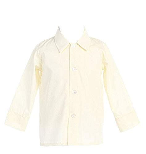 Lito Boys Infant Toddler Child Ivory Long Sleeved Simple Dress Shirt,M / 6-12 Month / 13-17 lbs