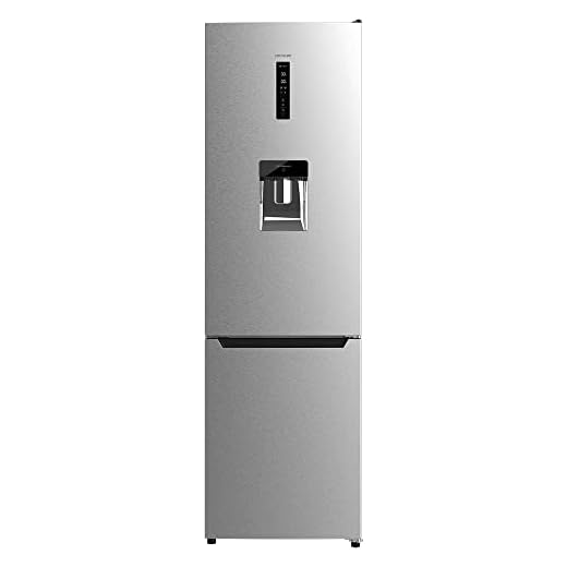 Cecotec Frigorífico Combi 2 Puertas con Dispensador de Agua Bolero CoolMarket Combi 322 WD Inox D. 322 L, Altura 185 y 60 cm de Ancho, Bajo Consumo, Motor Inverter Plus, Total No Frost