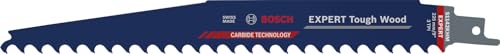 Bosch Professional 1x Expert ‘Tough Wood’ S 1142 KHM Säbelsägeblatt (für Druckimprägniertes Holz, Bauholz, Länge 225 mm, Zubehör Säbelsäge) blau
