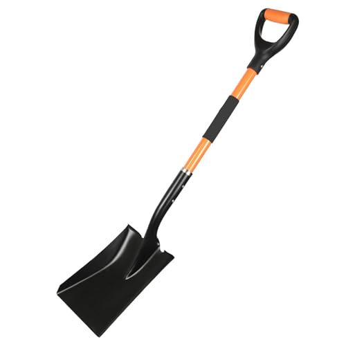 Flat ShovelHeavy Duty Transfer Shovel with 41-Inch Long Durable Handle and Blade- Ideal for Construction Landscaping Gardening and Snow Removal- Durable Rust-Resistant and Multipurpose Scoop.