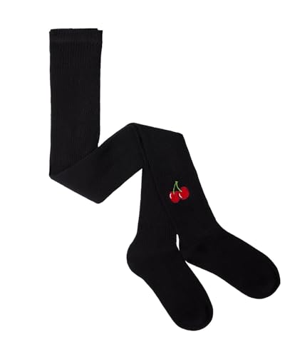 MeMoi Girls Ribbed Cotton Rich Embroidered Cherry Sweater Tights4