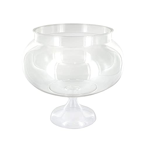 RamPro Short Round Clear Plastic Reusable Pedestal Jar Perfect for Engagement Parties, Wedding Receptions and Wedding Anniversary Party Accessories