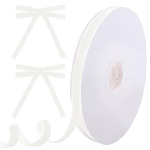 Image of Tsorode 10 Yards White Velvet Ribbon for Christmas Tree,3 /8 Inch