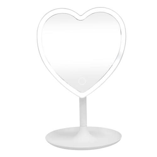 Espejo de maquillaje LED con luz en forma de corazón