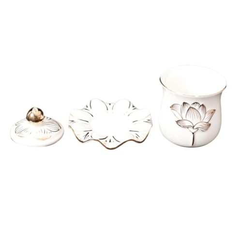 Homoyoyo Coppa Per Offerte Buddiste in Porcellana Rilievo a Fiore Di Loto, Contenitore D’acqua Ceramico Decorativo Grande, Tazza Per Approvvigionamento Idrico e Culto Domestico