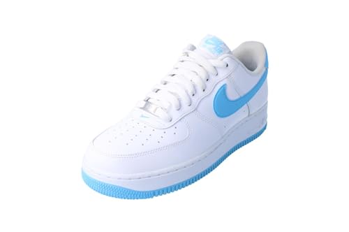 Nike Air Force 1 '07 Men's Shoes (FQ4296-100, White/White/Aquarius Blue) Size 11