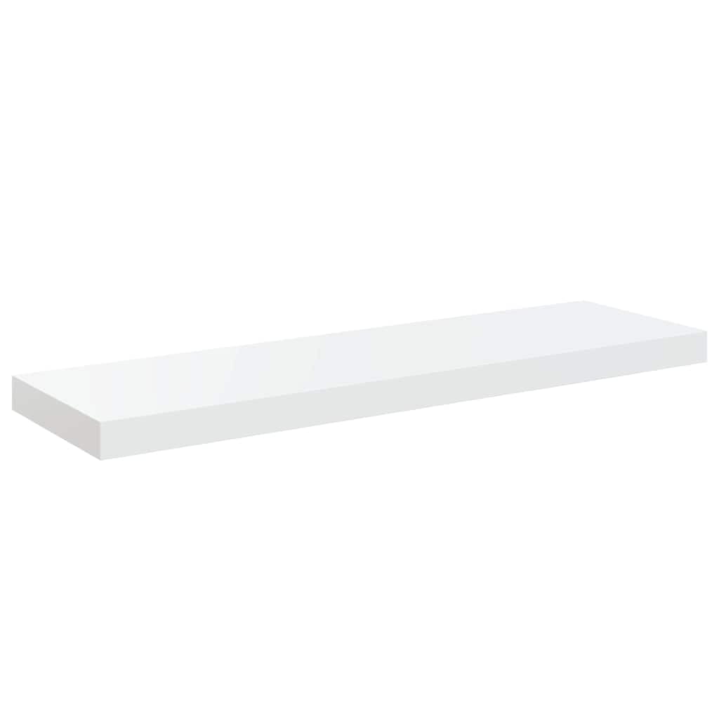 Lot de 2 étagères murales en MDF blanc brillant 80 x 23,5 x 3,8
