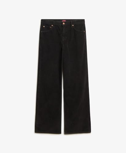 Superdry Para Mujer. W7011108A PantalóN De Pana De Talle Medio Y Pernera Ancha Negro (26/30), Casual, AlgodóN - 5