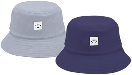 Kids Sun Hat Smile Face Bucket Hat for Girls Boys Summer Sun Protection Cotton Unisex Beach Cap