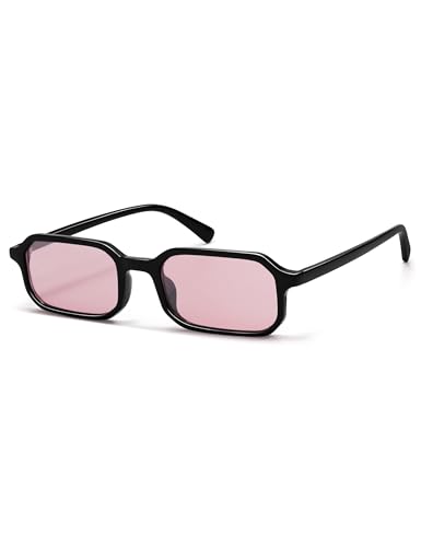 Retro Skinny Rectangle Sunglasses for Men Women 90s Narrow Sunnies Vintage Thin Frame AP3740