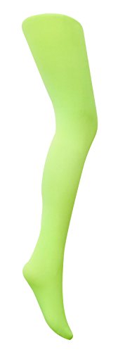 Mysasi - Collant opachi da bambina, 40 denari, età 6-14 anni, morbidi, elastici e resistenti, ideali per uniformi, casual, feste e balli, Giallo fluo, 11-14 Years