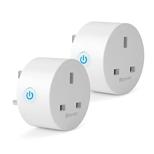 Baytion WiFi Smart Plug, Baytion 16A Energy Monitoring WLAN Smart Plug Socket Work with Alexa,Echo, Google Home Mini Smart Outlet Remote and Voice Control No Hub Required (2P)