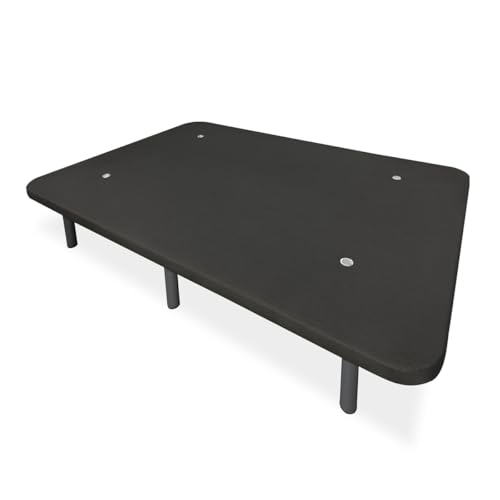 mattfy - Base Tapizada 3D Súper Reforzada, Gran Estabilidad, con Barras de Refuerzo y 6 Patas metálicas roscadas de 25cm, 135x200, Gris Oscuro