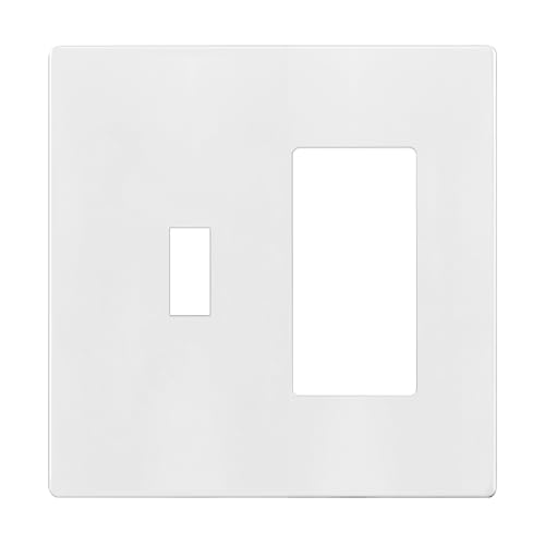 Image of ENERLITES Combination Toggle Light Switch /Decorator Light Switch Plate, Double Switch Wall Plate, Standard Size 2-Gang 4.68 inch x 4.73 inch, Polycarbonate Thermoplastic, Gloss Finish, SI881131-W, White