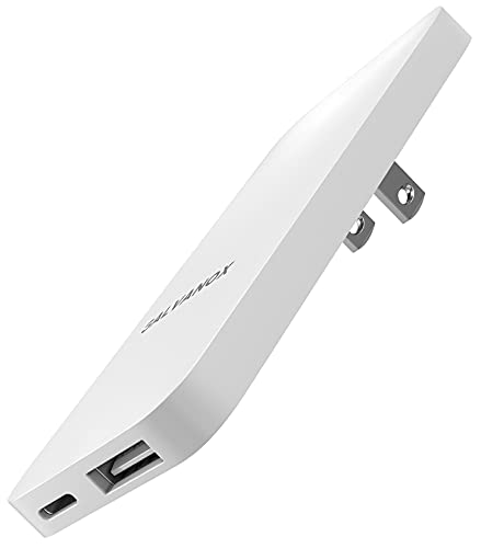 Image of Type C Flat Wall Charger, Galvanox Ultra Slim (Multi-Port Power Adapter) for iPhone 13/14/15/16 iPhone 17 Pro/Max and Samsung Galaxy Models, 20W Fast Charging Outlet Plug (Dual USB-C USB-A)