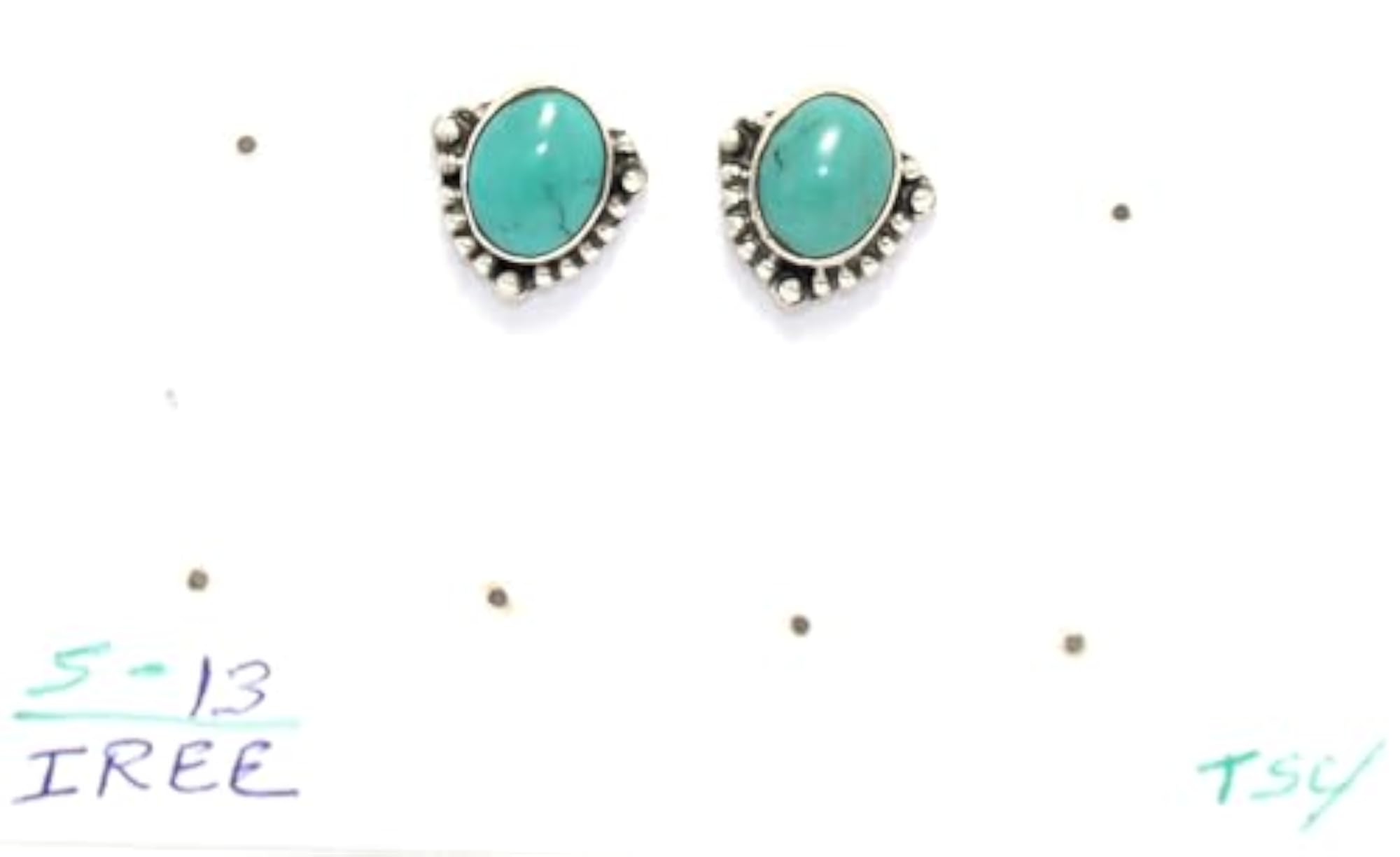 Women's 925 Sterling Silver Natural Turquoise Gem Stone Stud Earrings