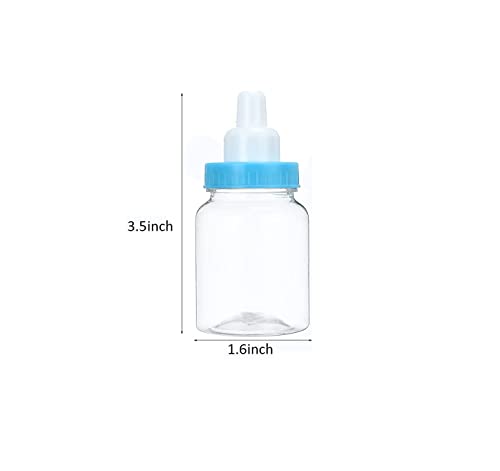 Faduoali 3.5-Inches Baby Bottle Shower Favor,Mini Plastic Candy Bottle,Baby Shower Supplies Boy Girl Newborn Baby Baptism Birthday Party Decor,Blue(Pack Of 24) #TOP3