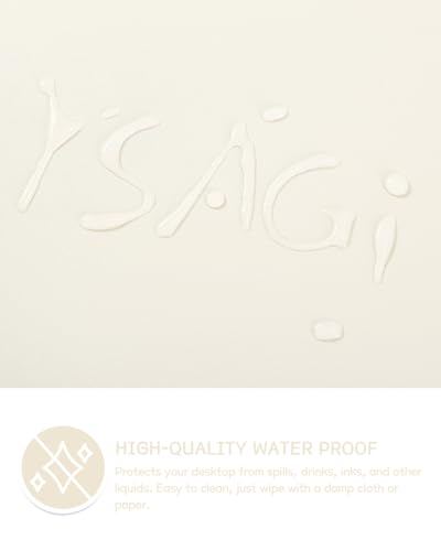Image of YSAGi Non-Slip Leather Desk Pad, Desk Matt for Desktop, Waterproof Laptop Computer Keyboard Mat, Table Protector Blotter Mat, Large Mouse Pad for Office /Work /Home /Decor(Cream, 23.6 inch x 13.7 inch)