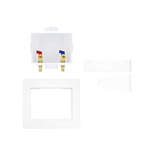 1/2 Inch Expansion PEX Connection, White Center Drain Washing Machine Outlet Box - Eastman 60260