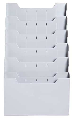 Exacompta 63240D Wandprospekthalter 6 Fächer für Dokumente DIN A4 quer lichtgrau Flyerhalter Zeitschriftensammler