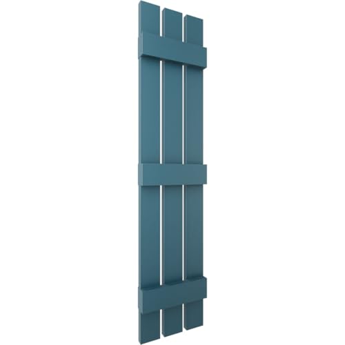 12"W x 59"H Lifetime Vinyl, Standard Three Board Spaced, Board-n-Batten Shutters, w/Installation Shutter-Lok's & Matching Screws (Per Pair), Midnight Blue by Ekena Millwork - Used condition - Image 3