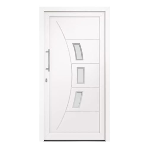 HORI® Haustür Kunststoff Komplettset Wing, 5-fach Pilzkopf-Verriegelung, Edelstahl-Stoßgriffset, Energieeffiziente Bodenschwelle, Robuste PVC-Konstruktion I Farbe: Weiß I DIN links I Modell: Wing I HORI® Haustür Kunststoff Komplettset Wing, 5-fach Pilzkopf-Verriegelung, Edelstahl-Stoßgriffset, Energieeffiziente Bodenschwelle, Robuste PVC-Konstruktion I Farbe: Weiß I DIN links I Modell: Wing I