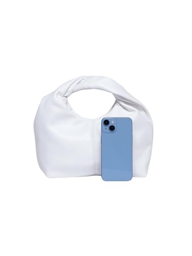 Image of Verdusa Women's Ruched Boho Mini Handbag Clutch Purse Dumpling Pouch Bag White One Size