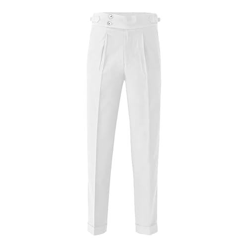 Slim Fit Small Foot Taille Haute Uni Pantalon de costume d'affaires avec jambe droite, Blanc., 36