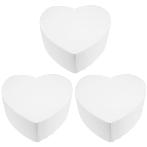 3 Pcs Heart Shaped Foam Cake Dummies Set, 6x6 inch, Fake Cake Model Cake Polystyrene Foam for Decorating Arts and Crafts Wedding Cakes Display