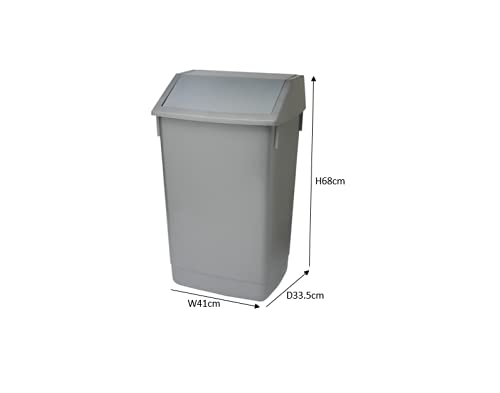 Addis Set of 3 Recycling 60 Litre Waste Utility Office Business Commercial Bins with Colour Coded Swing Lids, Grey with Red, Blue & Yellow, 3 x 60 - Image 4