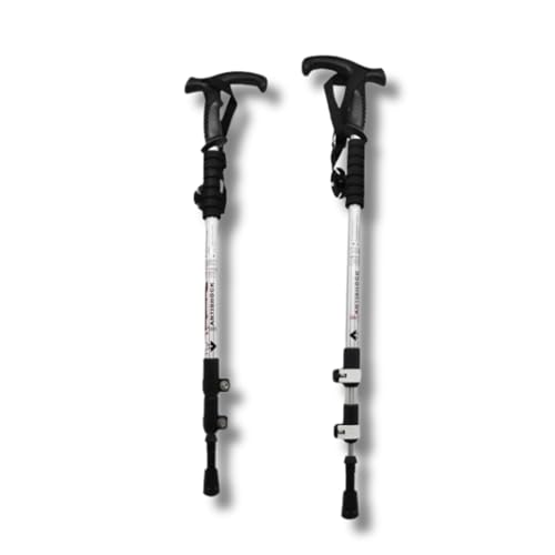 Weida | Bastones Extensibles de Aluminio 2 Unidades de Senderismo | Ligeros y Resistentes con Empuñadura Ergonómica de Goma | Correa Ajustable | Bloqueo rápido | para Todoterreno (Plateado)