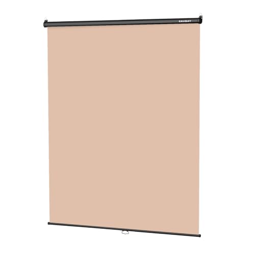 RAUBAY 59.8 x 86.6in Retractable Pull Down Wall-Mount Beige Screen Backdrop
