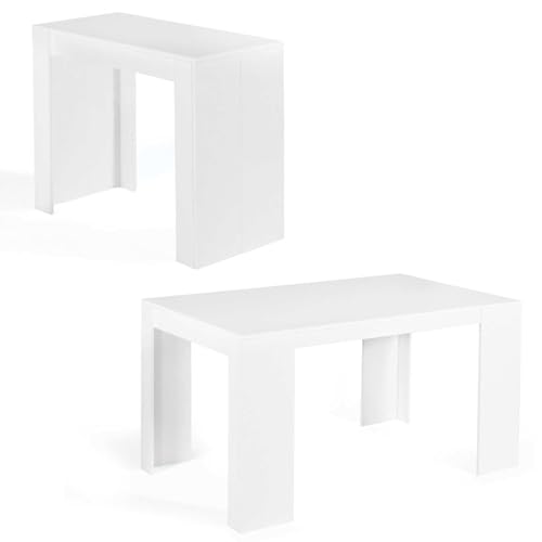 IDMarket - Table Console Extensible Orlando 6 Personnes 140 cm Bois Blanc