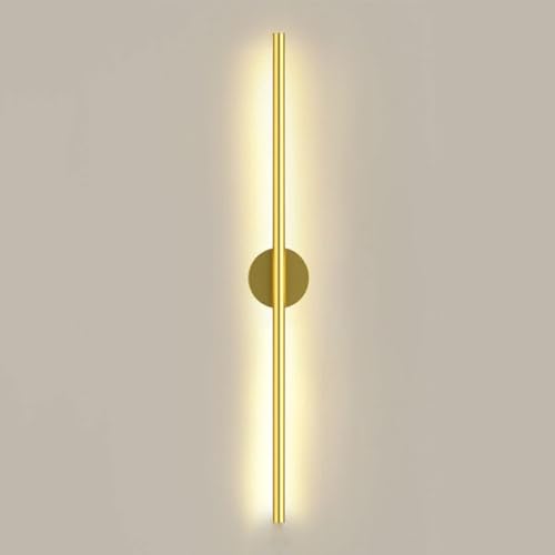 Applique da Parete, apparecchio di Illuminazione lineare, Barra LED cablata in Oro, Luce Calda, Striscia Lunga per Scale, Camera da Letto, Soggiorno, Sfondo Decorativo (80 cm, 15 W