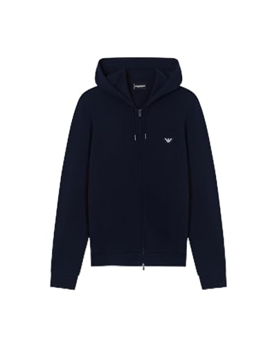 Sweatshirt Capuche Emporio Armani Bleu en Coton Premium pour Homme L