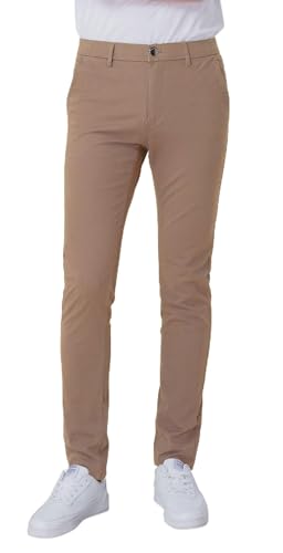 Plaid&Plain Men’s Skinny Khaki Pants Skinny Fit Chinos